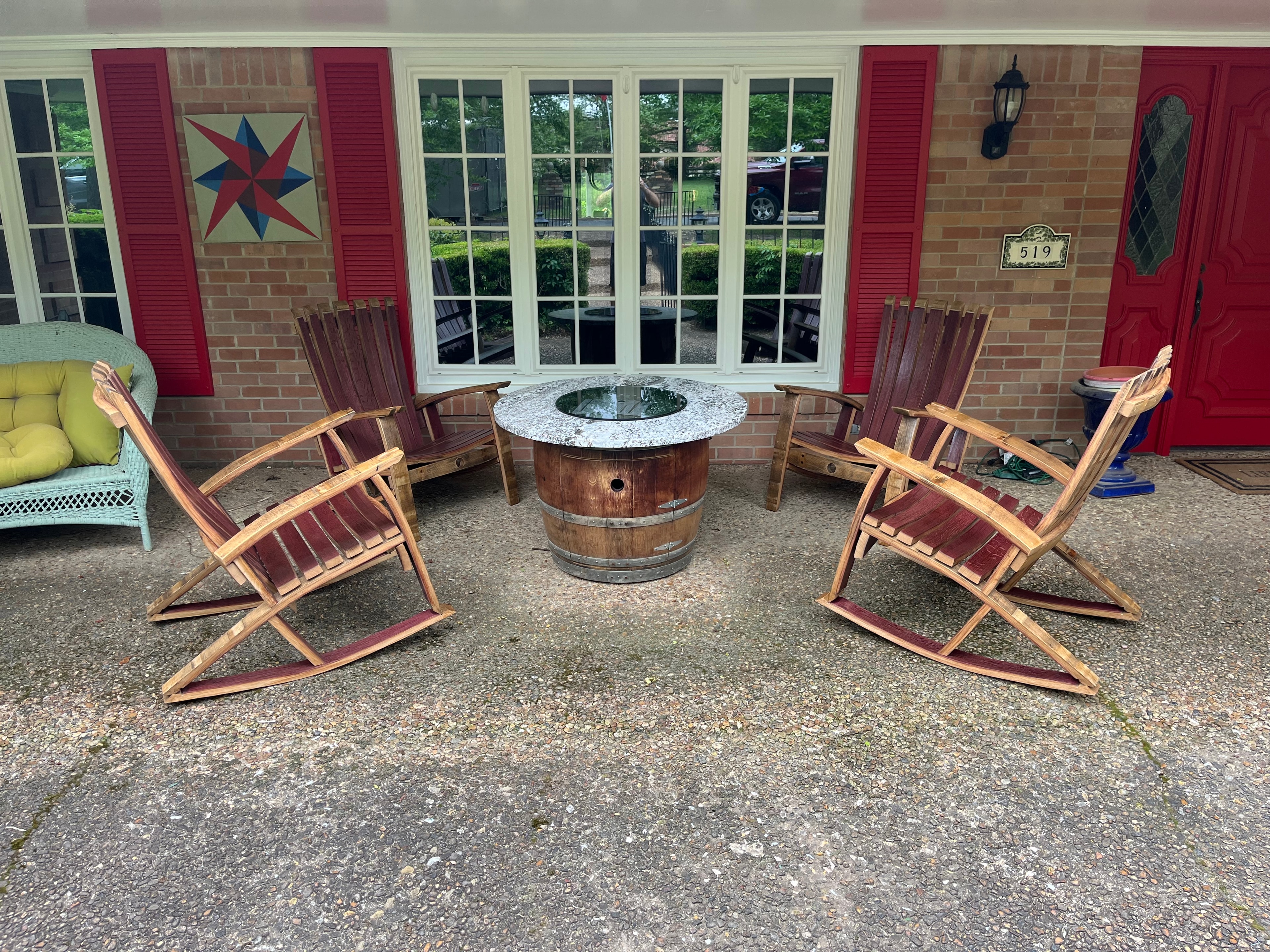 Handcrafted barrel rocker chair built from reclaimed wine barrel