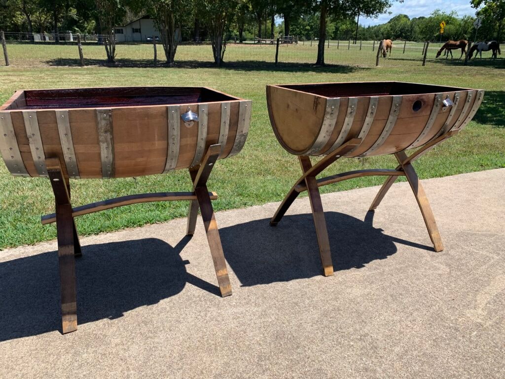 Barrel Rocker fire table on a patio