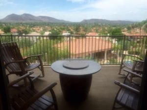 Balcony fire table and rocker set