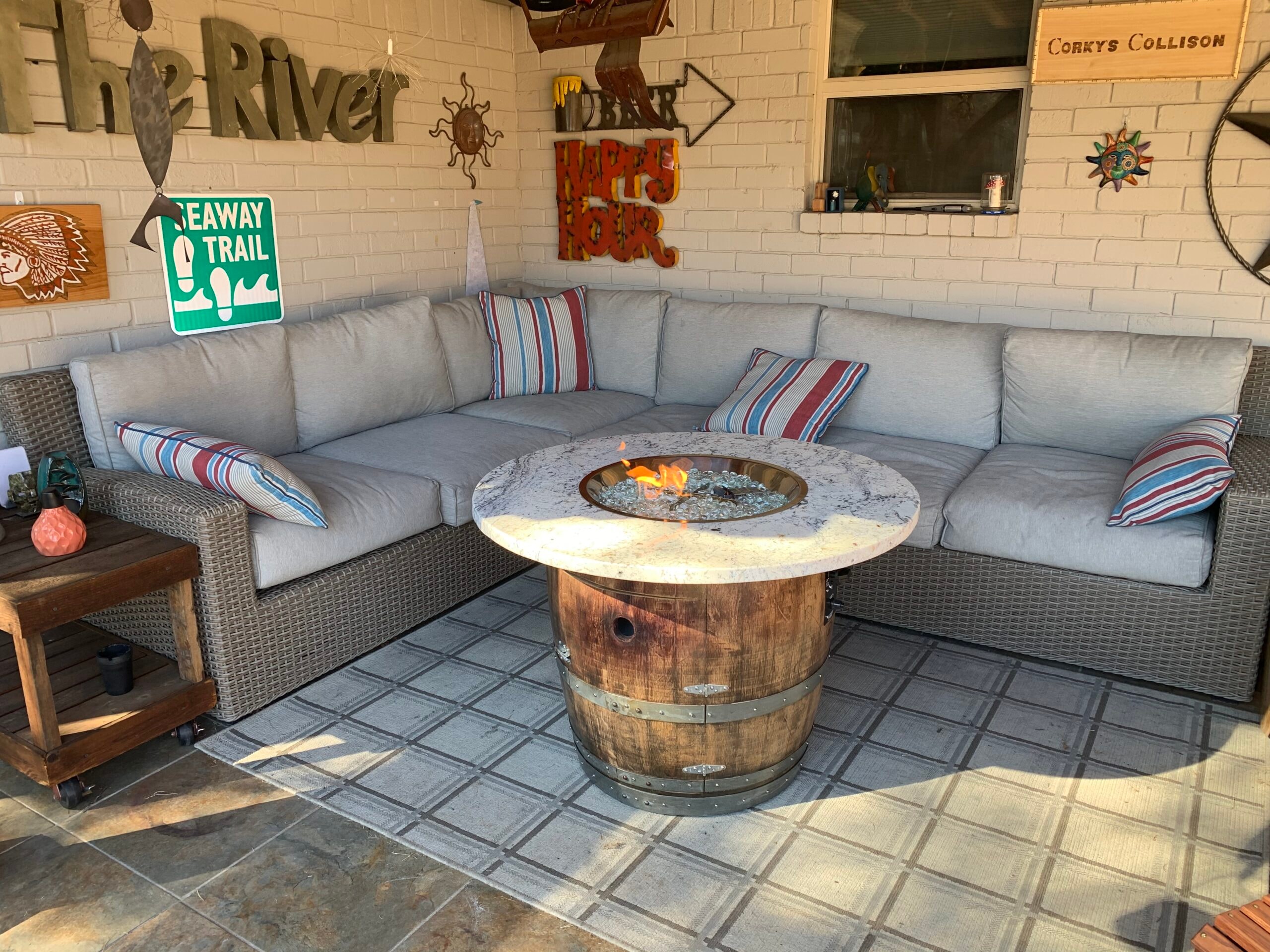 Fire table in screen room