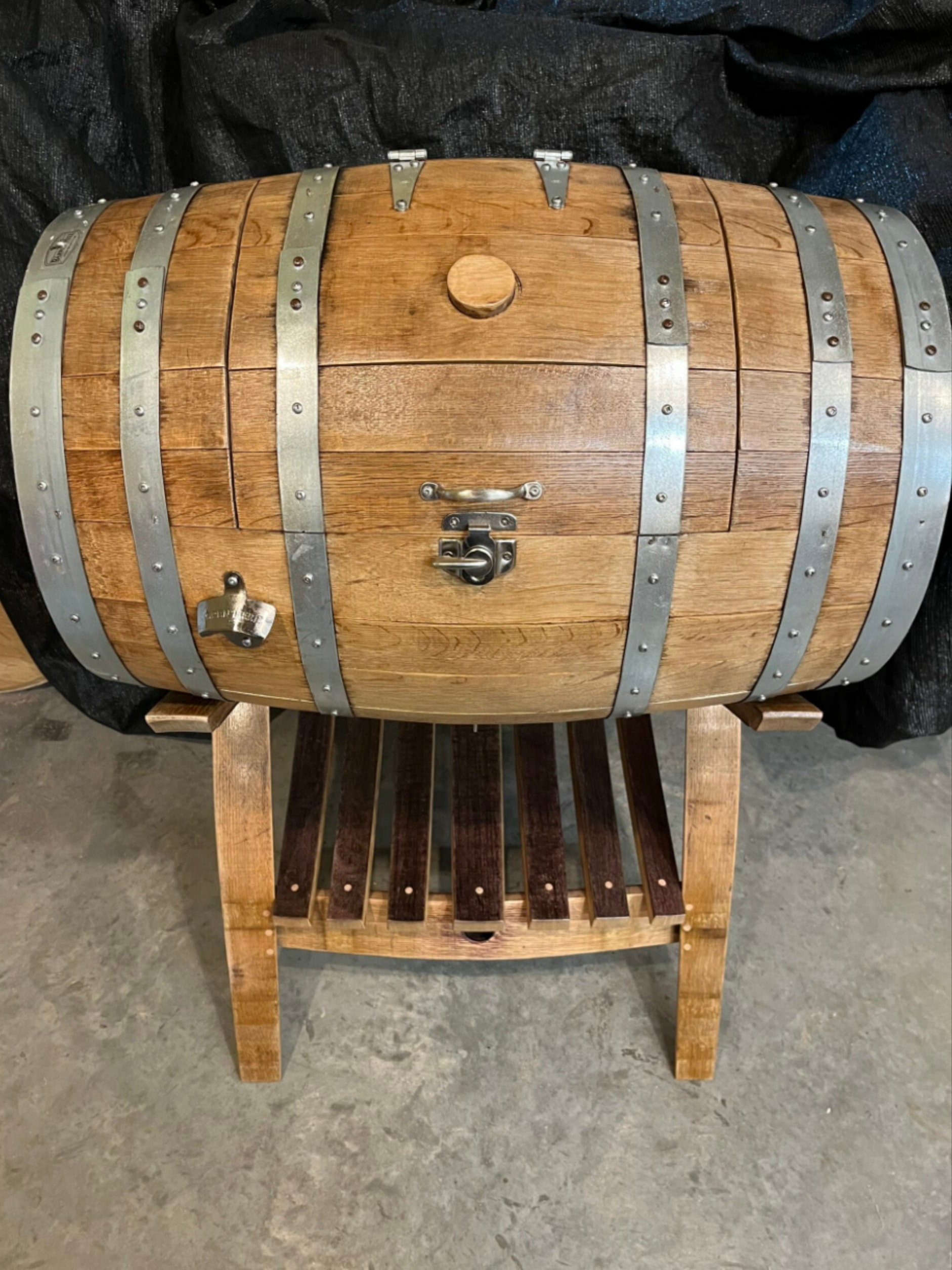 Handcrafted wine barrel cooler