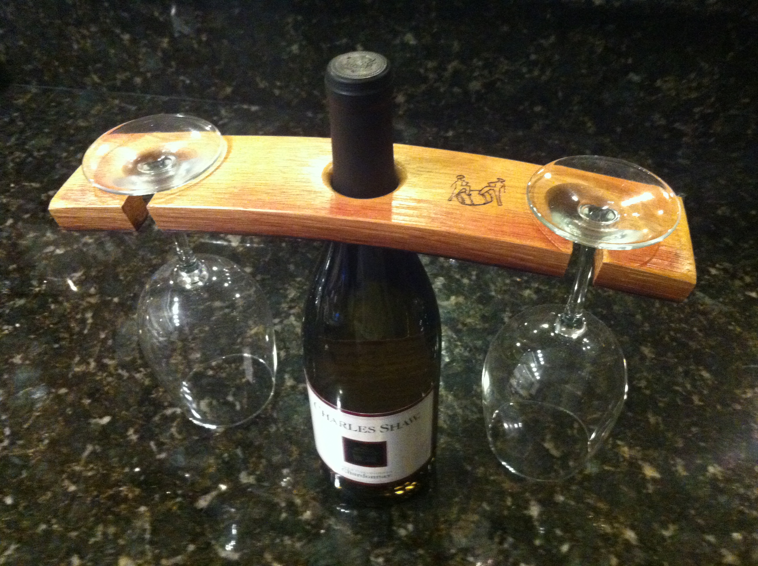 wine barrel stave wine glass holder